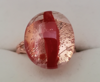 Red and Clear Striped Fused Glass Ring