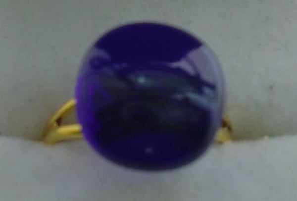 Deep Blue Fused Glass Ring