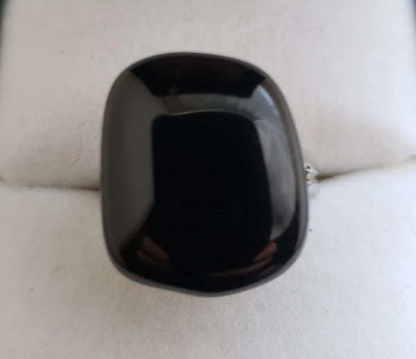 Black Rectangular Fused Glass Ring