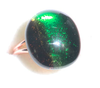 Emerald Green Striped Fused Glass Ring