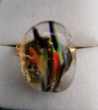 Marble Stripe in Clear Fused Glass Ring