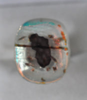 Black Splash on Red and Clear Dichroic Fused Glass Ring