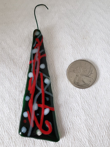 Stripy Christmas Tree Fused Glass Ornament