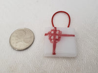 White Present with Painted Red Bow Fused Glass Ornament