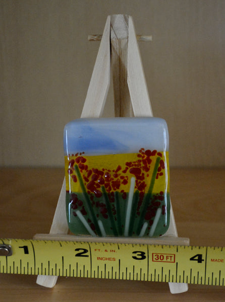 Red Fused Glass Flowers Scene